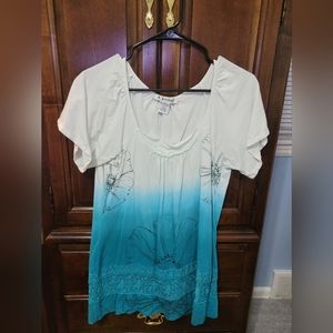 K Jordan  Women's  short sleeve Top  Size S  Blue & White  Casual